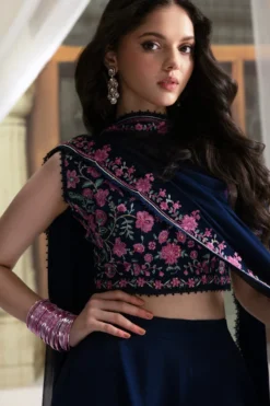 Alternative view of NAVY BLUE LEHENGA CHOLI (NPA3-25434)