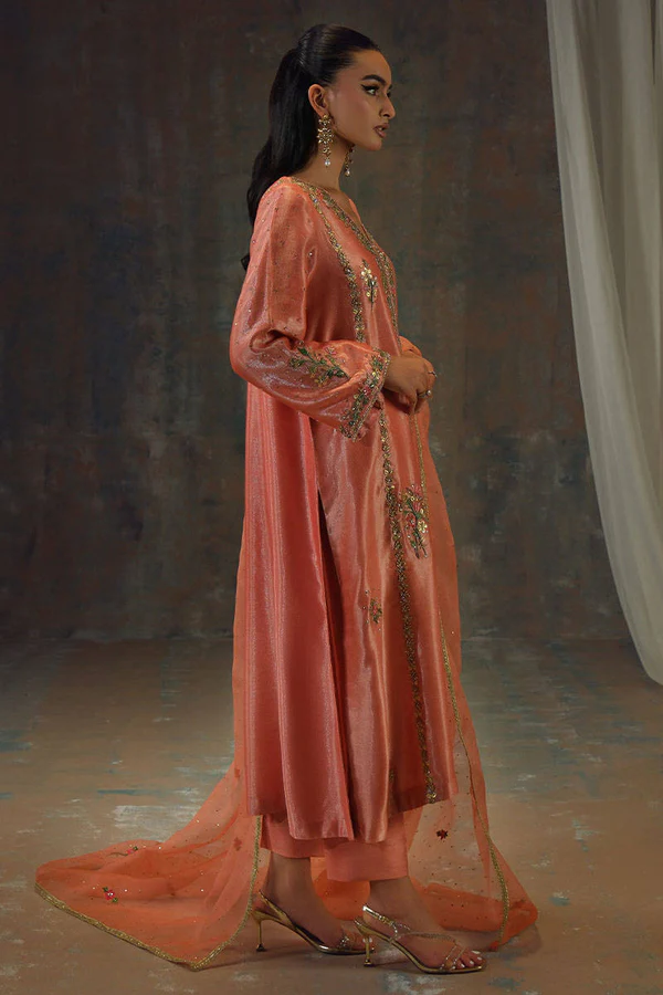 Peach Zari Long Full Set - Image 3