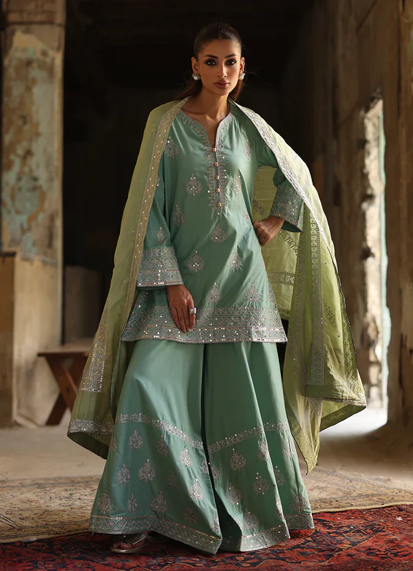 3 PC Amber Gharara Set