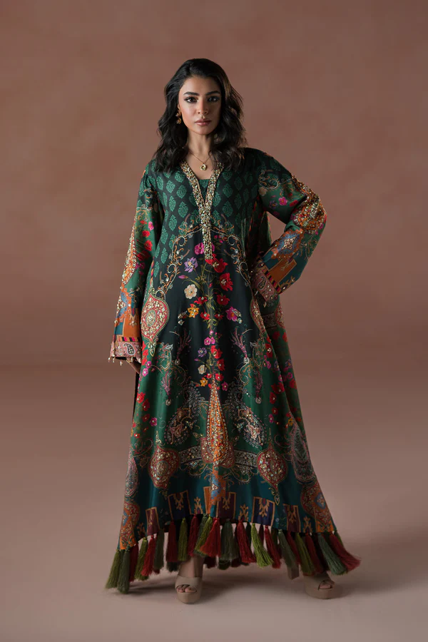 Forest Floral Tassel Kaftan Set (D-06)