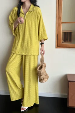 Alternative view of Raha Marigold Textured Suit With Zipper | HS-1245