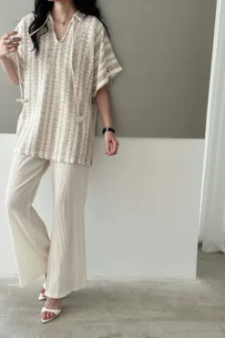 Alternative view of Lagos Crochet Suit With Tassel | HS-1262