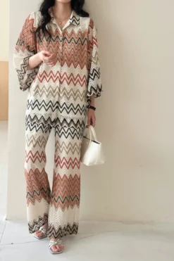 Paros Crochet Suit With Zig Zag Details | HS-1264