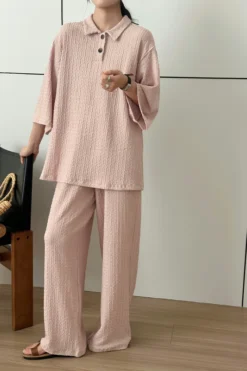 Laya Baby Pink Textured Suit | HS-1270