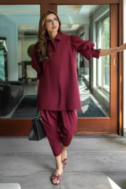 Alternative view of Deep Berry Poplin Set