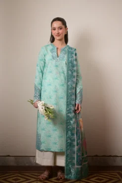 Aqua Garden Luxury Printed Embroidered Lawn SET (NEL-26621)