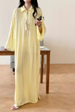 Kayla Lemon Butter Textured Dress | HS-1425