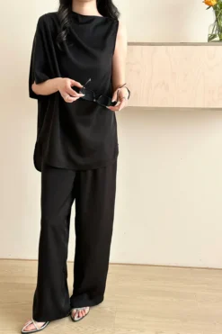 Norah Black Draped Set | HS-1431