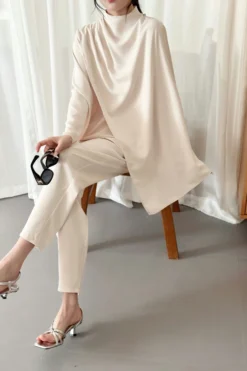 Alternative view of Myra Draped Scarf Set Almond | HS-1440