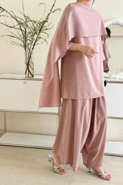 Alternative view of Zayna Draped Suit Blossom Pink | HS-1428