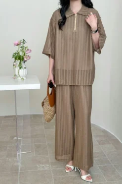 Samui Crochet Suit With Lining Mocha | HS-1449