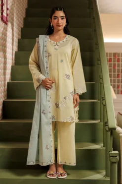 Embroidered 3 PC Suit | 15724/401/502