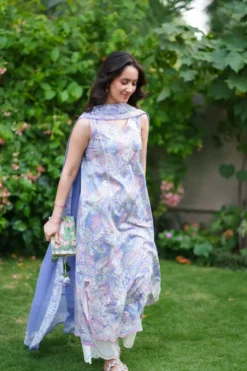 Alternative view of Periwinkle Luxury Embroidered Printed Premium Cotton 3PCS SET (NEL-26626)