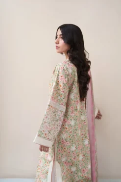 Alternative view of Soft Pistachio Luxury Embroidered Printed Premium Cotton 3PCS SET (NEL-26630)