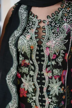Alternative view of Blooming Black Luxury Embroidered Printed Premium Cotton 3PCS SET (NEL-26629)