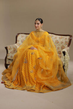 Alternative view of Yellow Printed Bandhani