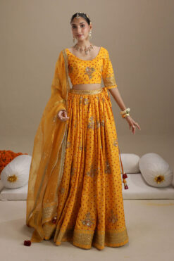 Yellow Printed Bandhani