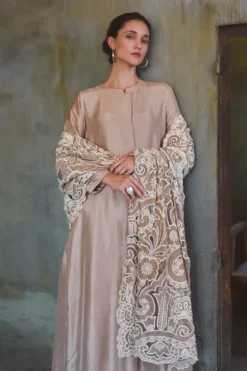 Alternative view of Coffee beige raw silk kurta set