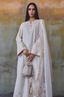 Alternative view of Ivory thread and zari embroidered kurta set