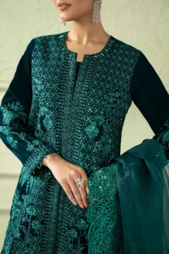 Alternative view of 3 Piece Embroidered Velvet Suit | SFW2512-GRN