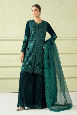 3 Piece Embroidered Velvet Suit | SFW2512-GRN