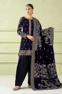 3 Piece Embroidered Velvet Suit | SFW2546-PRP