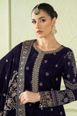 Alternative view of 3 Piece Embroidered Velvet Suit | SFW2546-PRP