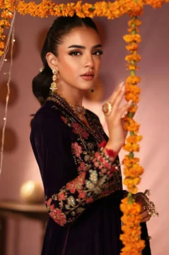 Alternative view of 3 Piece Embroidered Velvet Suit | SFW2559-PRP