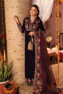 3 Piece Embroidered Velvet Suit | SFW2559-PRP