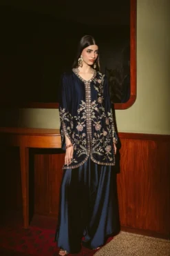 Navy Midnight Velvet Jacket Set (D-03)