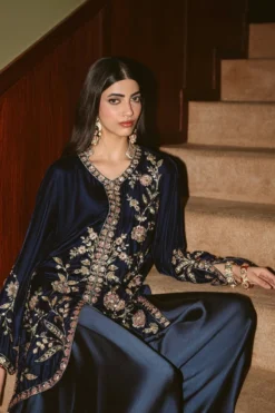 Alternative view of Navy Midnight Velvet Jacket Set (D-03)