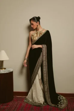 Royal Velvet Drape Saree (D-07)