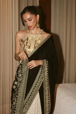 Alternative view of Royal Velvet Drape Saree (D-07)